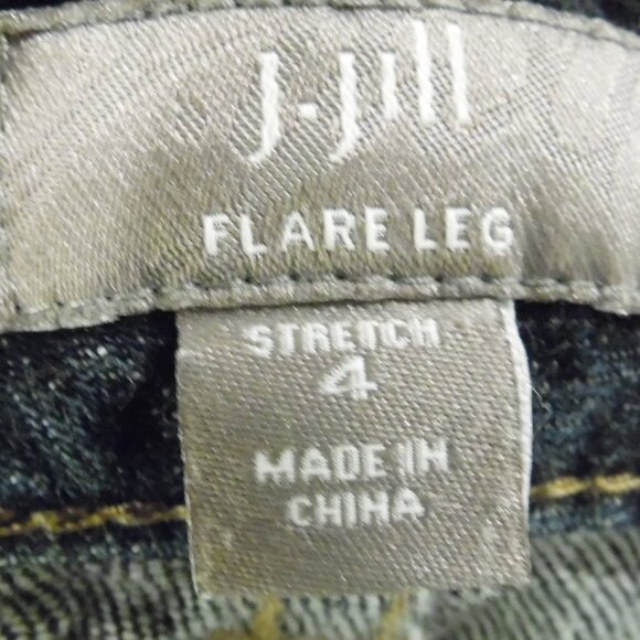 J. Jill Womens Jeans Size 4 Blue Flare Leg Stretch‎ Zip Button Y2K Trendy EUC - Picture 5 of 9